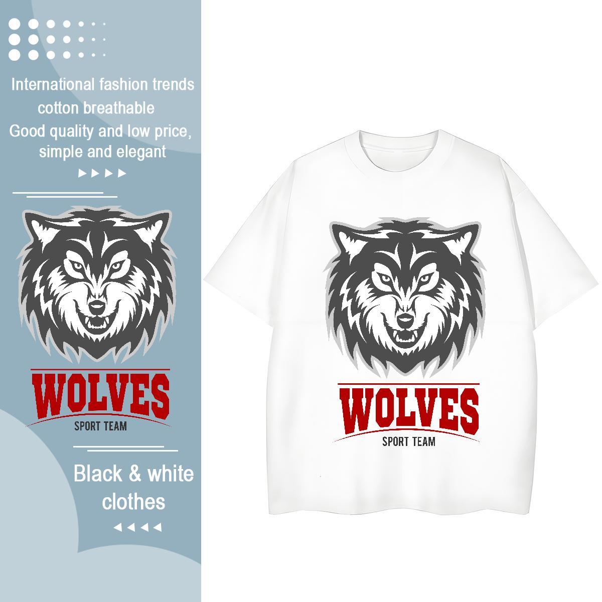 Designer T shirt wolf Breathable Short Sleeve Street Casual Cartoon Print 100% Cotton 230g Tshirts New Arrival Tops Tees