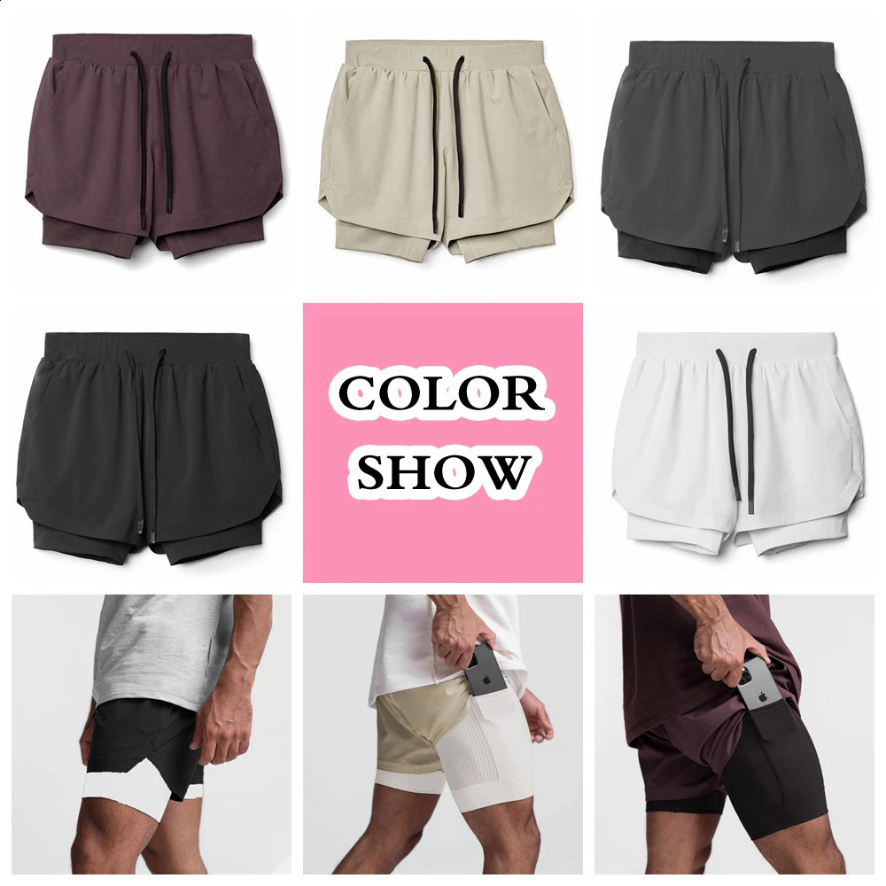 Mens 2in1 Street Fitness Shorts White Breathable Running Gym Quick Drying Casual SXXL 240819