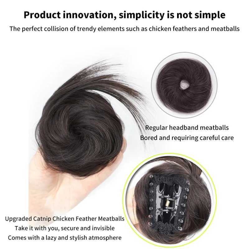 Synthetic fur curly wig clip meatball head elastic ponytail hair extension curly wig piece W240817