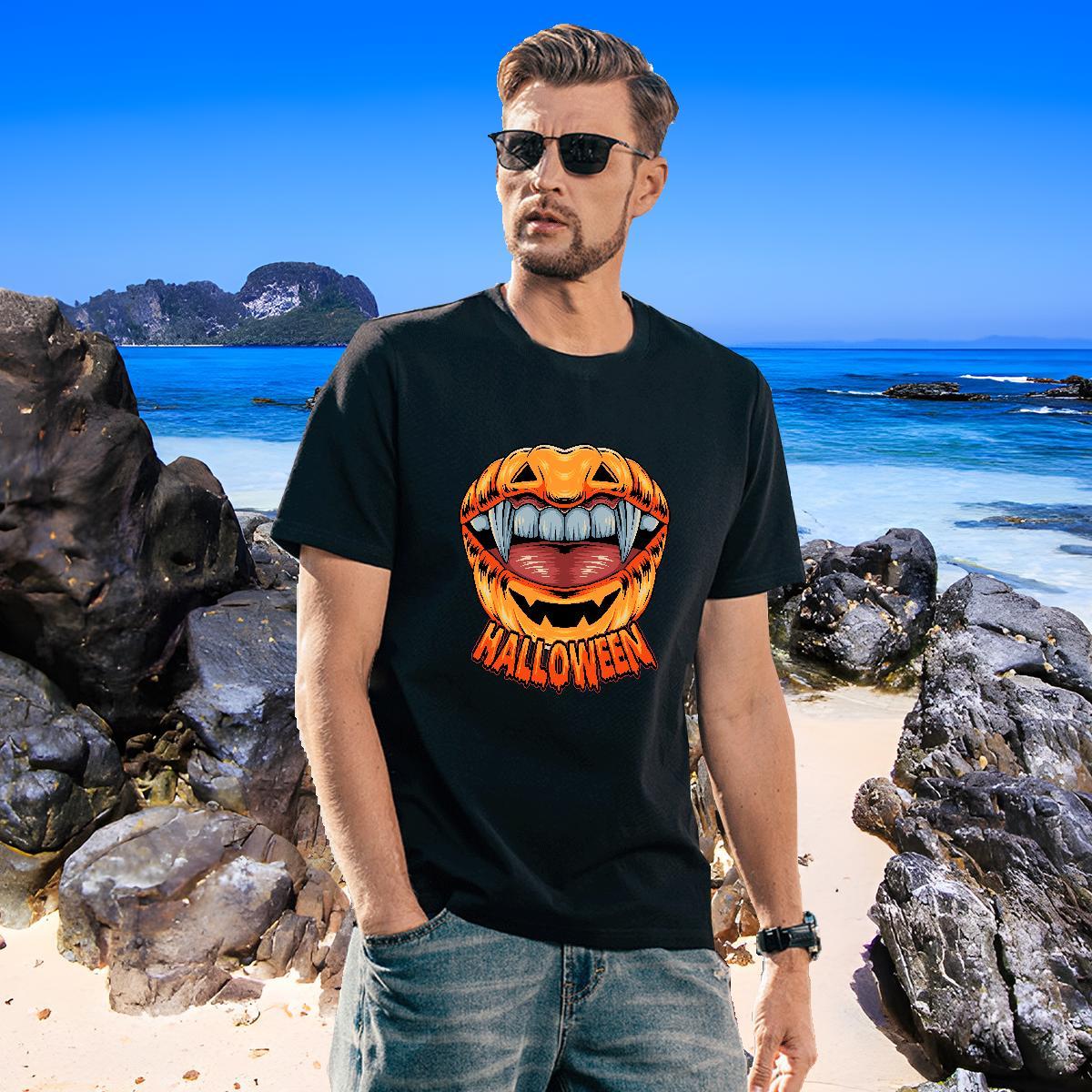 Brand T Shirts Men pumpkin Short Sleeve Soft High Street Hip Hop DIY Logo Oversized 100% Cotton 230g Tshirts 2024 Designer Top Tees