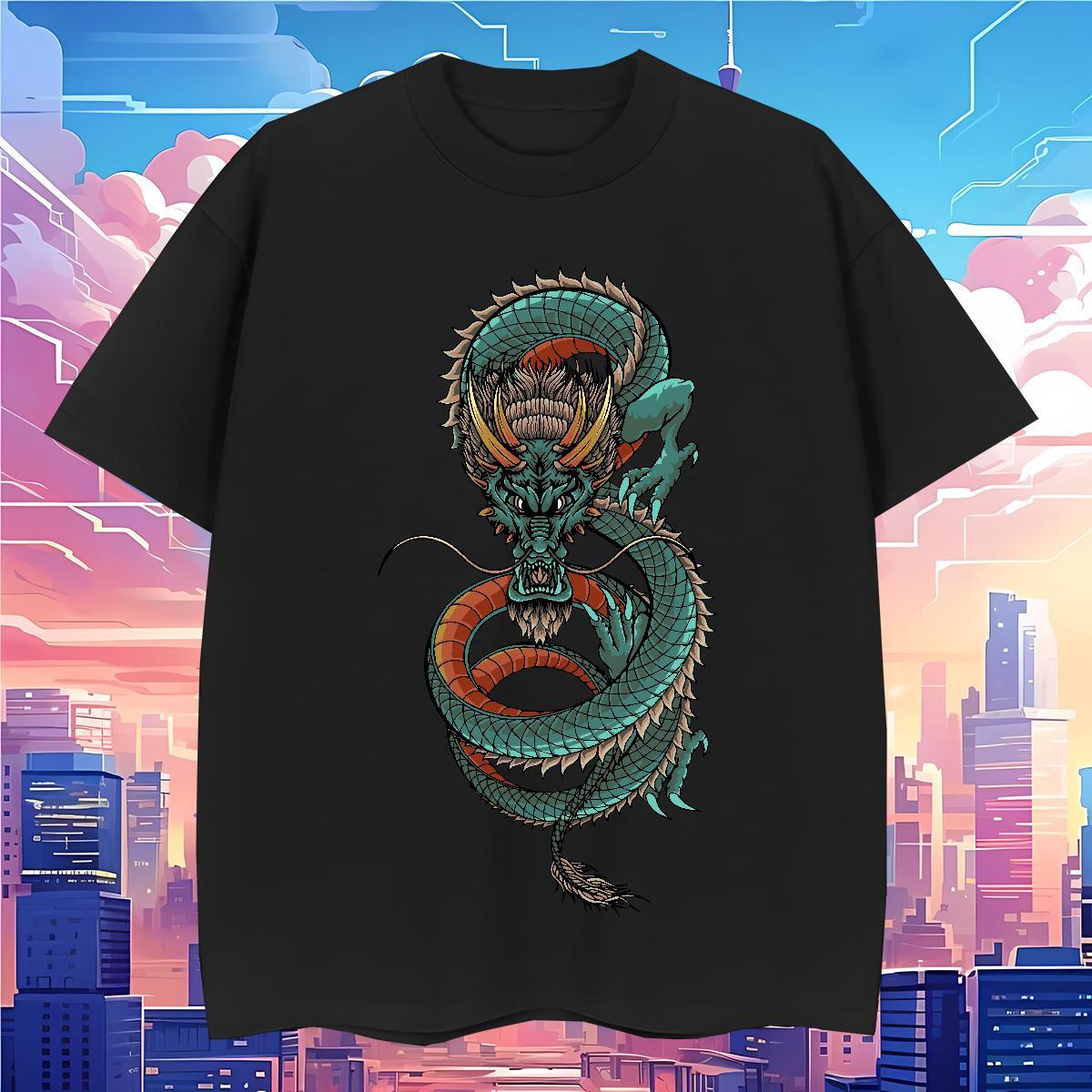 T Shirt For Man 230g 100% Cotton dragon Sport Pure Cotton DIY Logo Oversized Mens Tshirts Wholesale Loose Fit Tops
