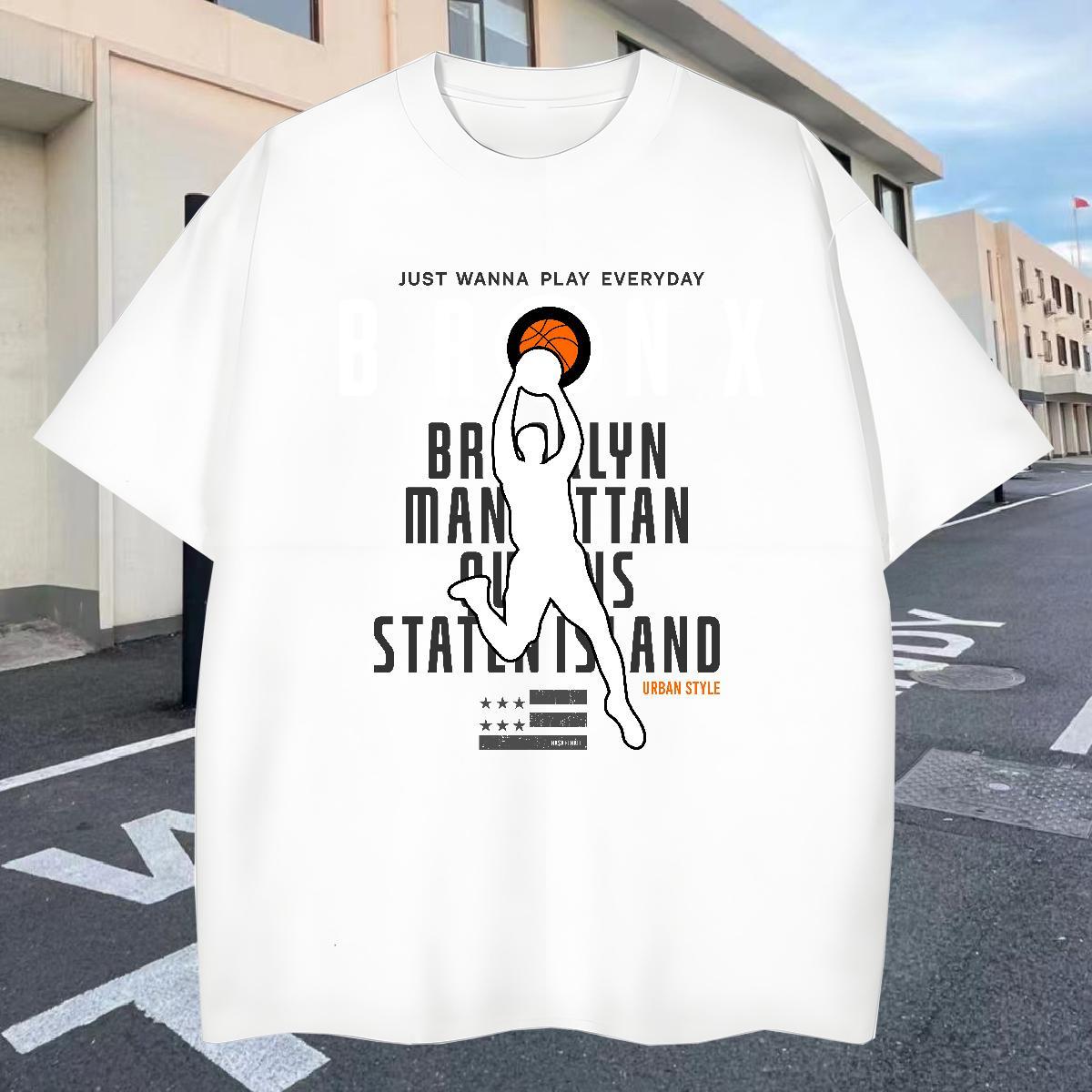 Classic Men Tops Tees Street wear Hip Hop 100% Cotton 230g Cartoon Print Breathable Crew Neck basketball T shirt Fashion Casual Tops Shirt