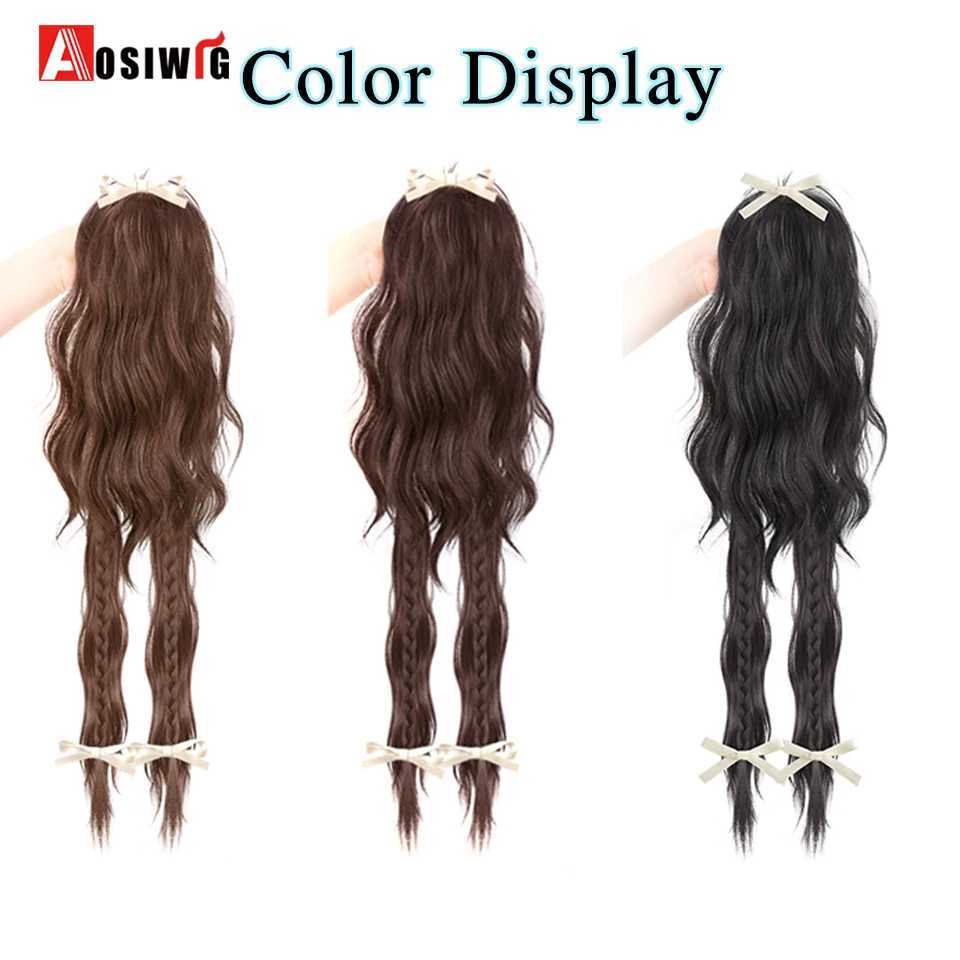 Synthetic Water Pattern Boxing Braid Claw Clip Braid on Braid Female Hair Extension Waterfall Half Tie High Pon W240817