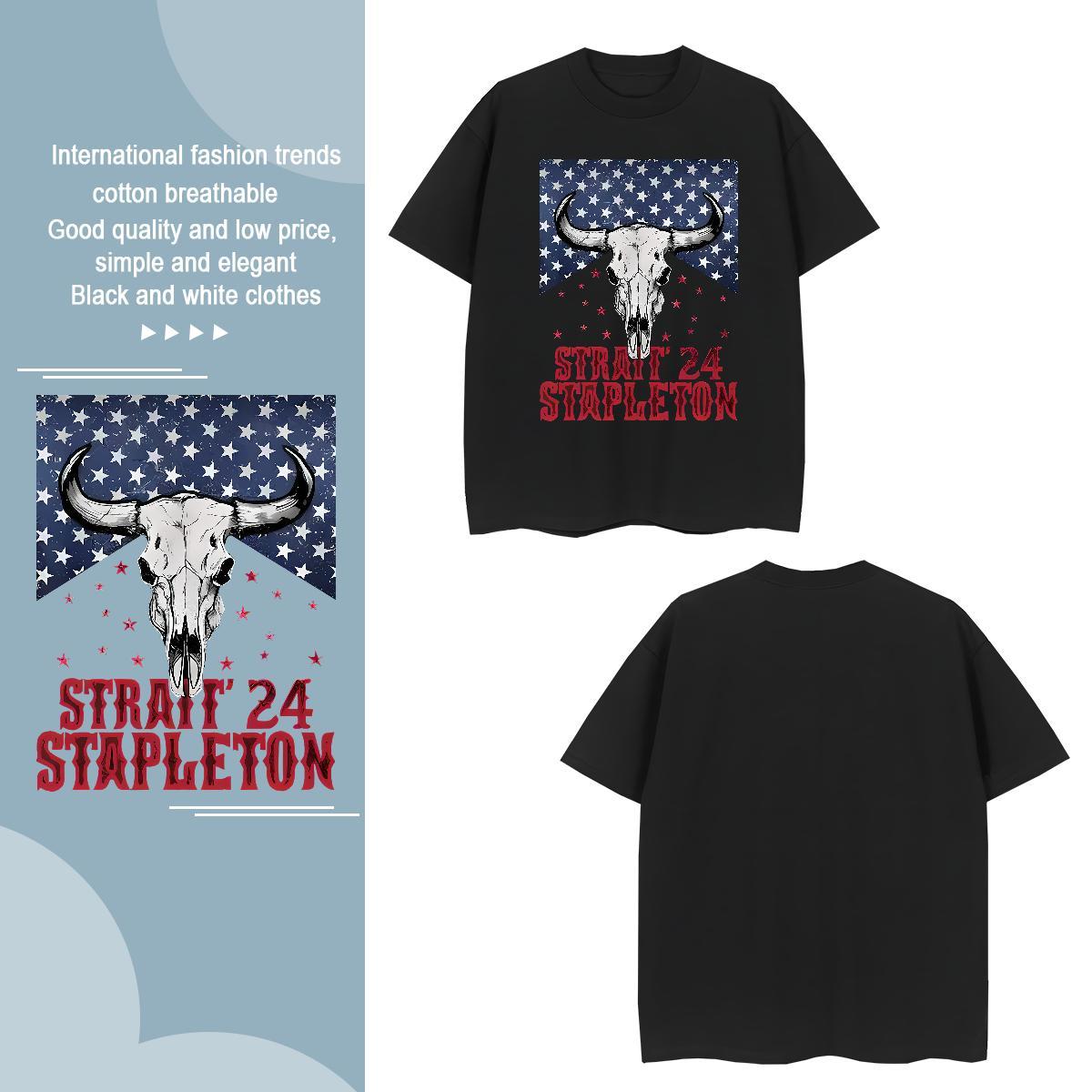 Loose Fit Men T Shirts straif 24 stapleton Breathable Soft Home Outdoor Black Oversized 100% Cotton 230g Tshirt for Man Woman DIY Tops