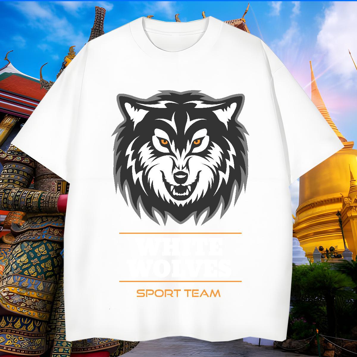 Free Shipping T shirt wolf Breathable Short Sleeve Daily Outfit Customized Print 230g Pure Cotton Couples T Shirts 2024 Clothings