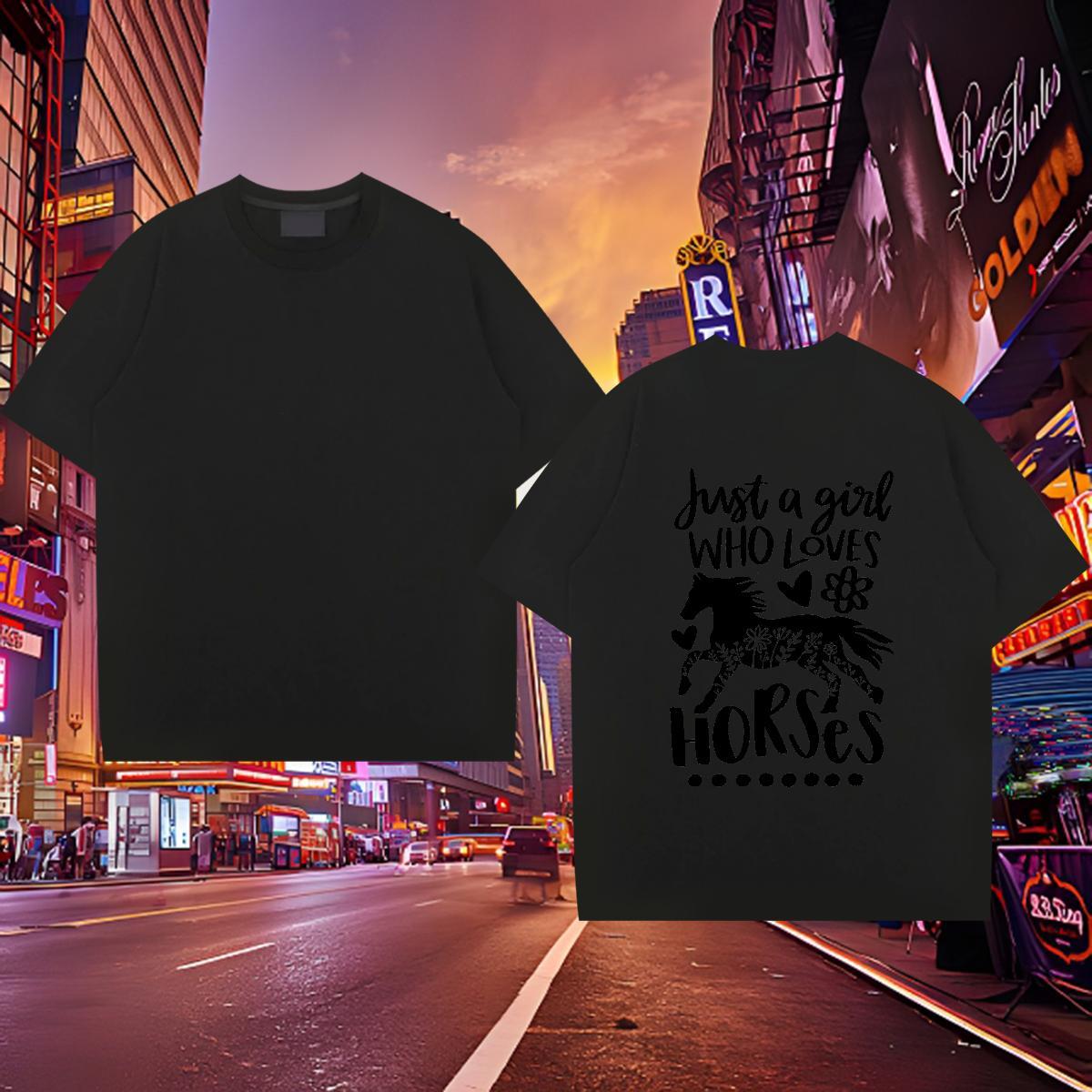 Comfortable T Shirt For Man horse Breathable Short Sleeve Hip Hop White Plus Size 100% Cotton 230g Couples T Shirts Fashion New Tops Shirt