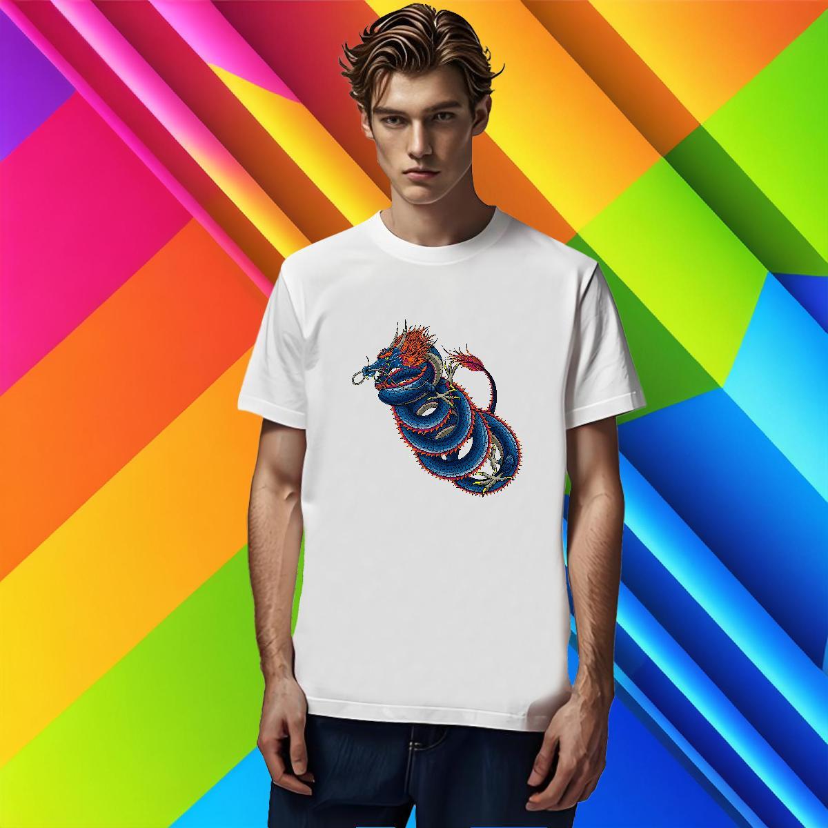 T Shirt For Man 100% Cotton 230g dragon Summer Casual Round Neck Short Sleeve Custom Printing Men Tshirts Classic Casual Loose Fit Polos