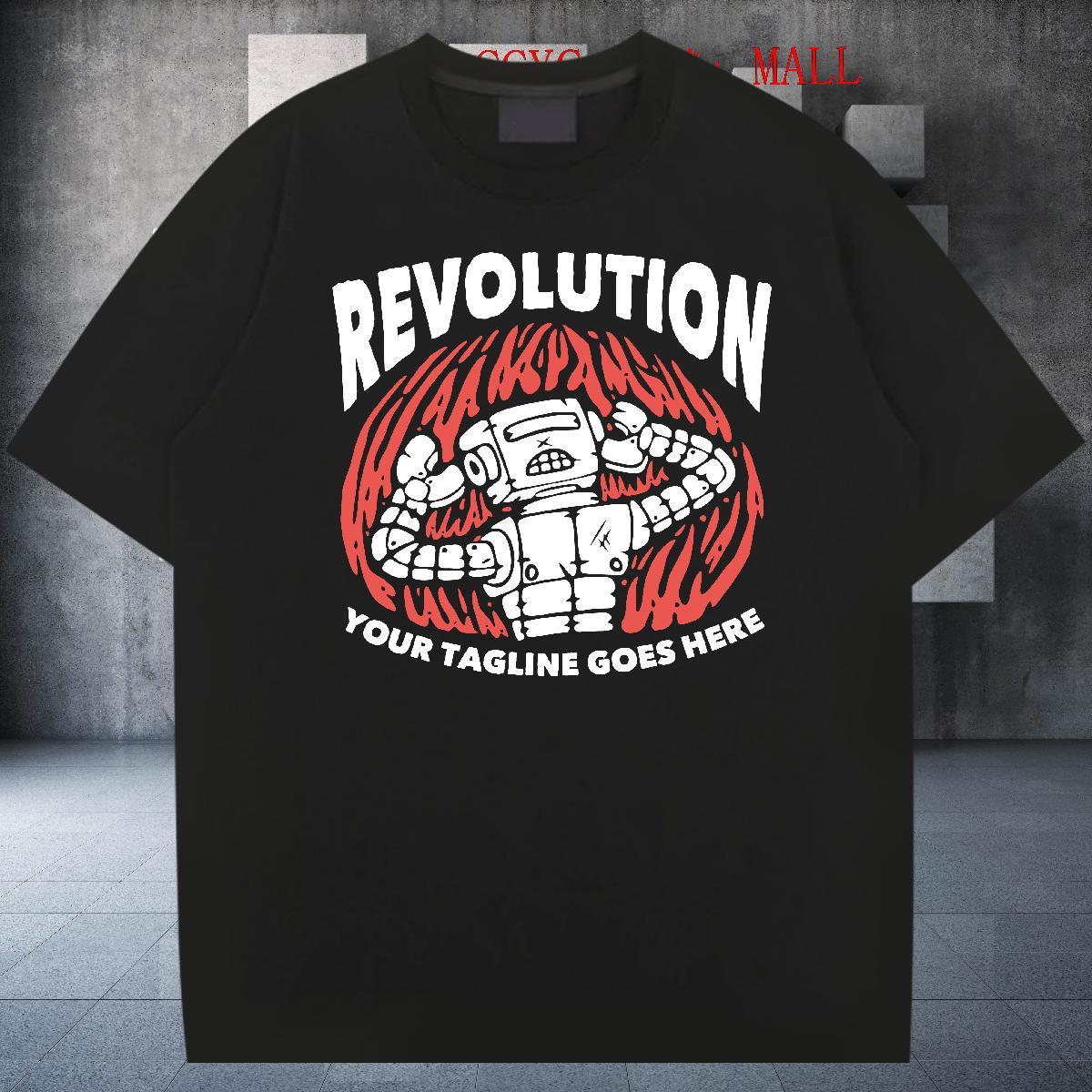 Classic robot 230g Pure Cotton Men Clothes T-Shirt Sports Casual Round Neck Short Sleeve T-Shirts 2024 White Plus Size Polos