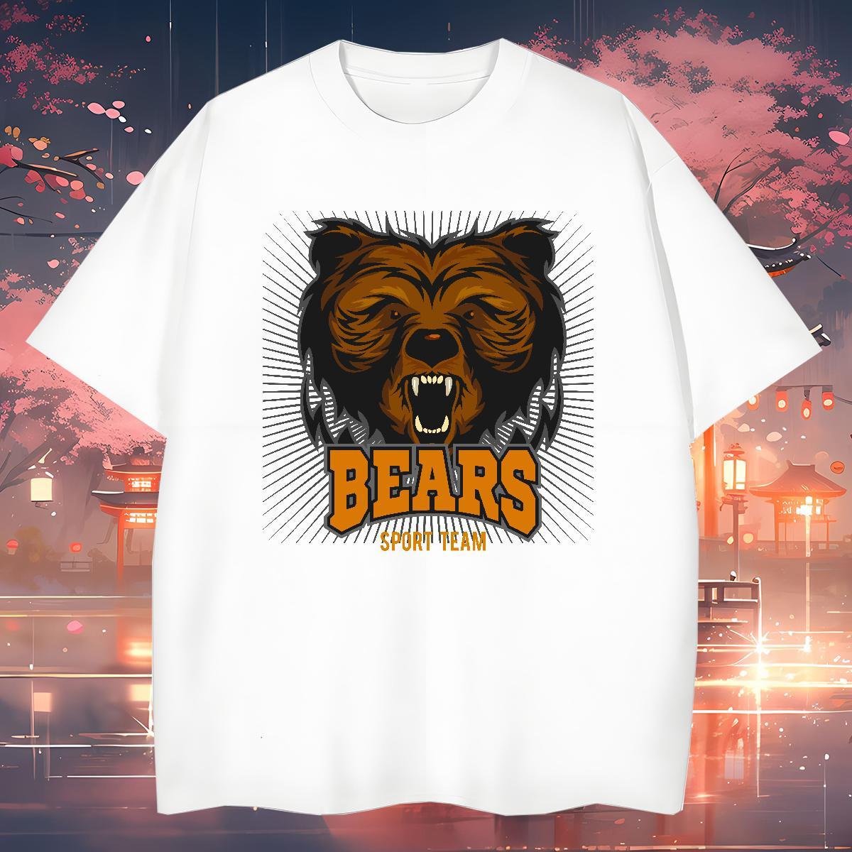 Unisex Man T Shirts bear Breathable Soft Sport Graphic 100% Cotton 230g Mens Tshirts Stylist Polos
