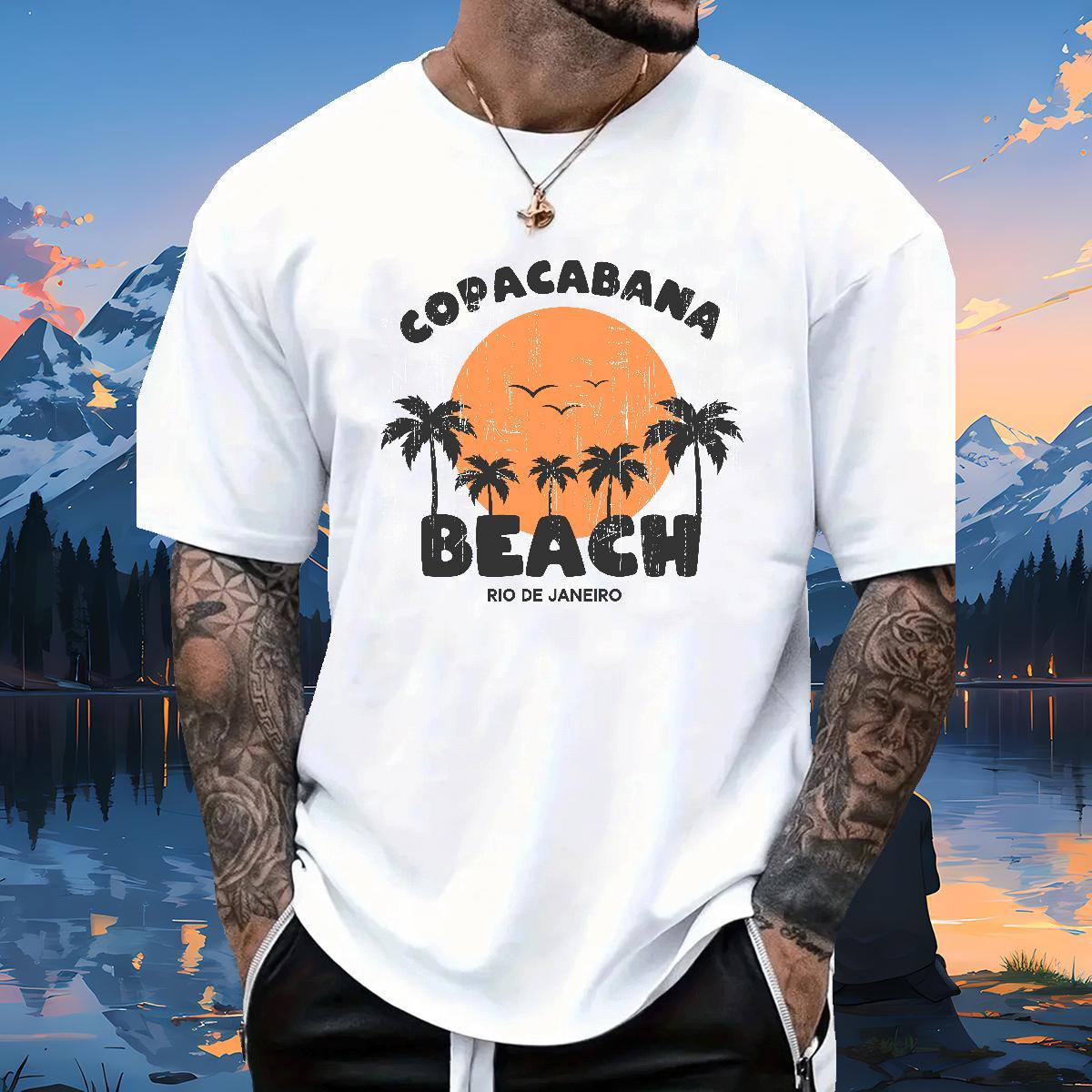 Designer beach 230g Pure Cotton Men Tshirts Home Outdoor Crew Neck Breathable T-Shirts for Men Fashion Casual Black White Top Tees