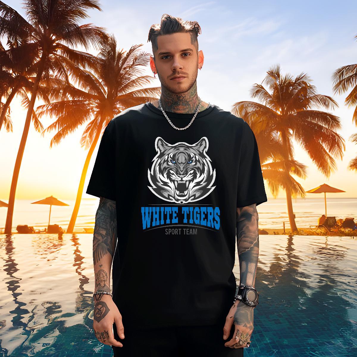 Classic T-Shirts tiger Breathable Hip Hop Custom Printing 230g 100% Cotton Men Tshirts Fashion Designer Tee Shirt