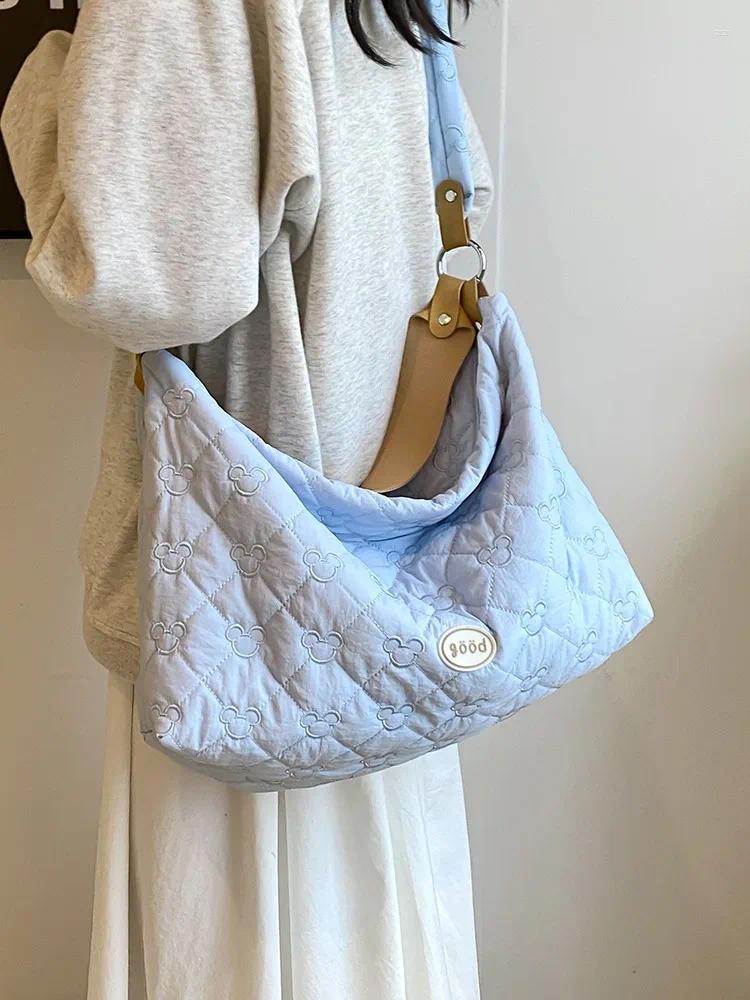 Hobo Canvas Bag Women's Tote Large Capacity Summer Crossbody 2024 Casual Plaid College Class High Quality Travel 05f0