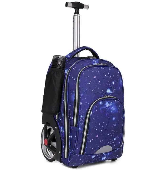 18 Inch large wheels school trolley backpack bag for teen school wheeled backpack bag with trolley trave rolling luggage Bag Y240820