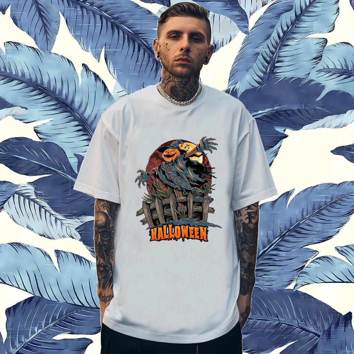 High Quality T Shirt For Man scarecrow O-Neck Short Sleeve Street wear Hip Hop Black Oversized 230g Pure Cotton Tshirts New Designer Clothings