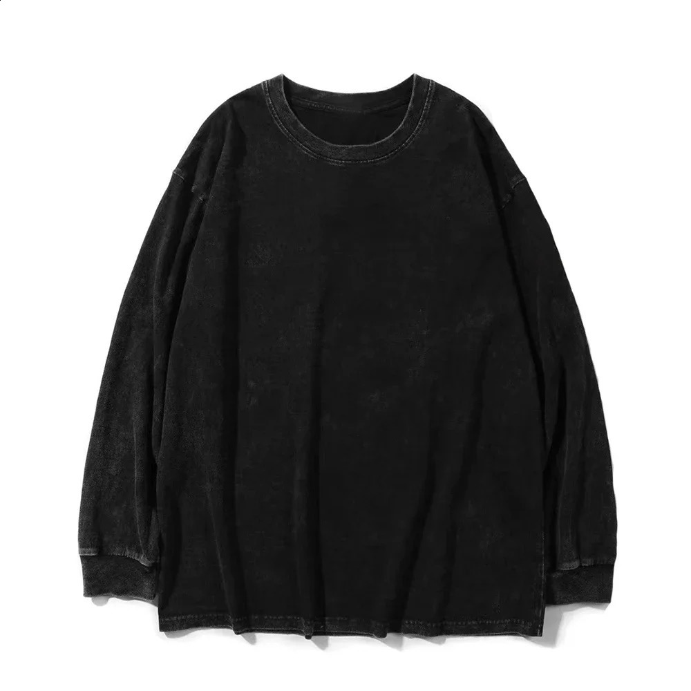 Vintage Washed Long Sleeve Pullover Men Women Oversized Hoodies Retro Cotton Casual Sweatshirts Handsome Hip Hop Streetwear 240820