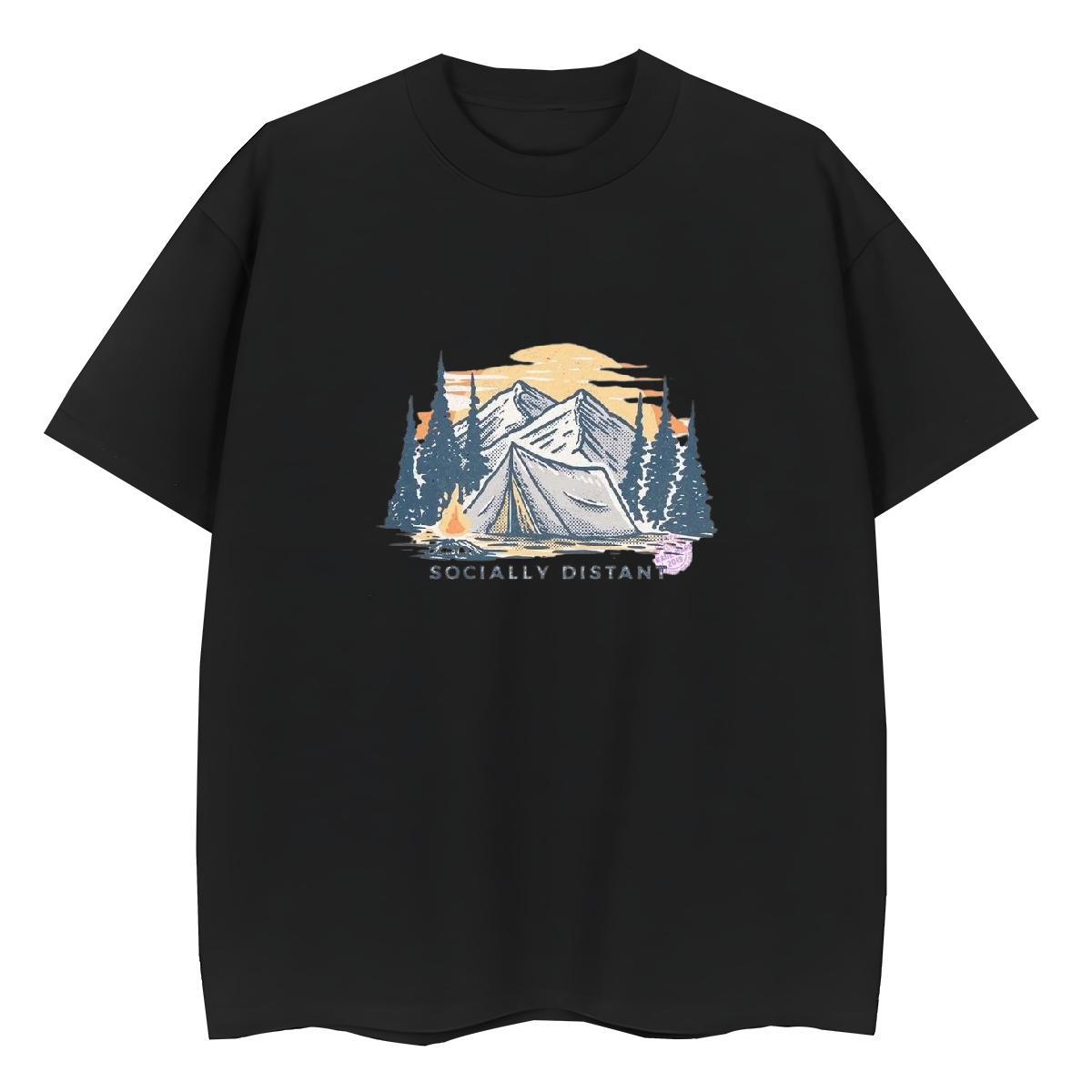 Fashion Casual Women Tshirts Spring Summer Round Neck Short Sleeve Tees Nice 230g Pure Cotton mountains DIY Anime Printed T Shirts Women
