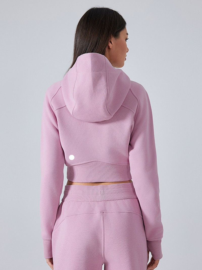 2025--Womens Autumn Hoodies Sweatshirt Yoga Zipper Jacket Ladies Gym Workout Coat Fleece Loose Workout Pullover