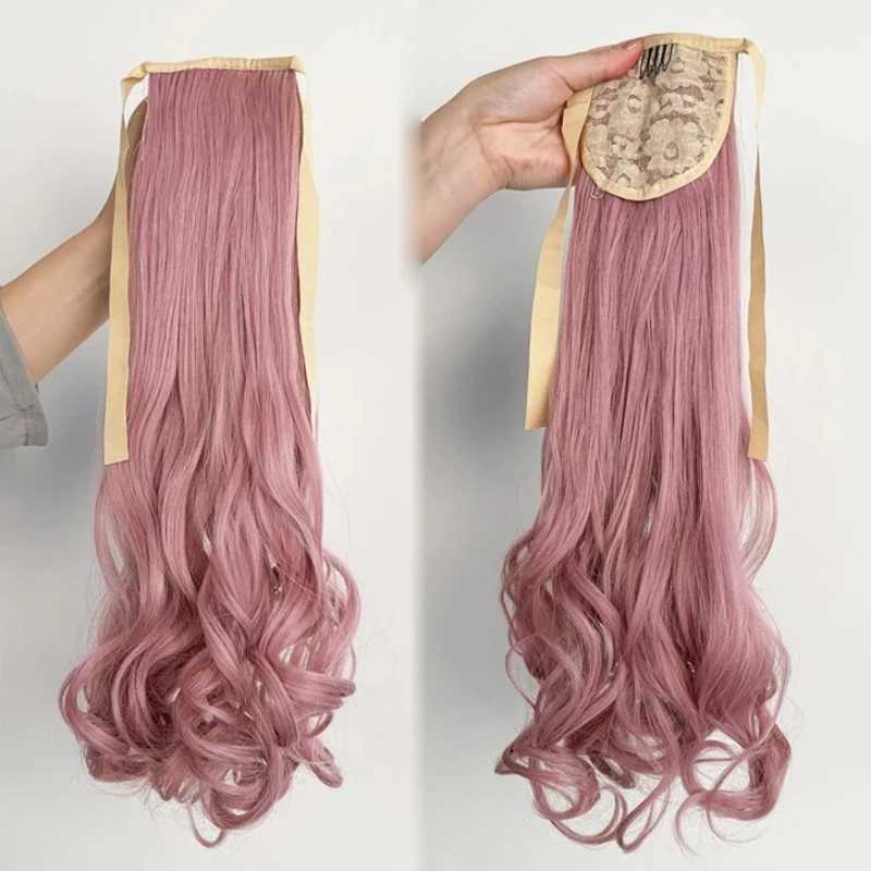 Newly synthesized lace ponytail hair extension fake tail natural hair clip pink ponytail curly organic womens wig W240817