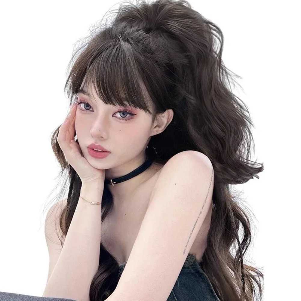 Ponytail wig female simulation hair clip waterfall half tied hair high ponytail wig fluffy wig W240817