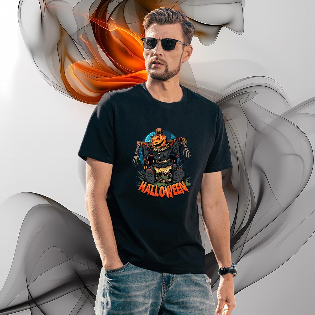 2024 Summer Men Tshirts halloween Anime Printing Street 230g Cotton Top Tees Breathable Short Sleeve High Quality Men T Shirts Customized