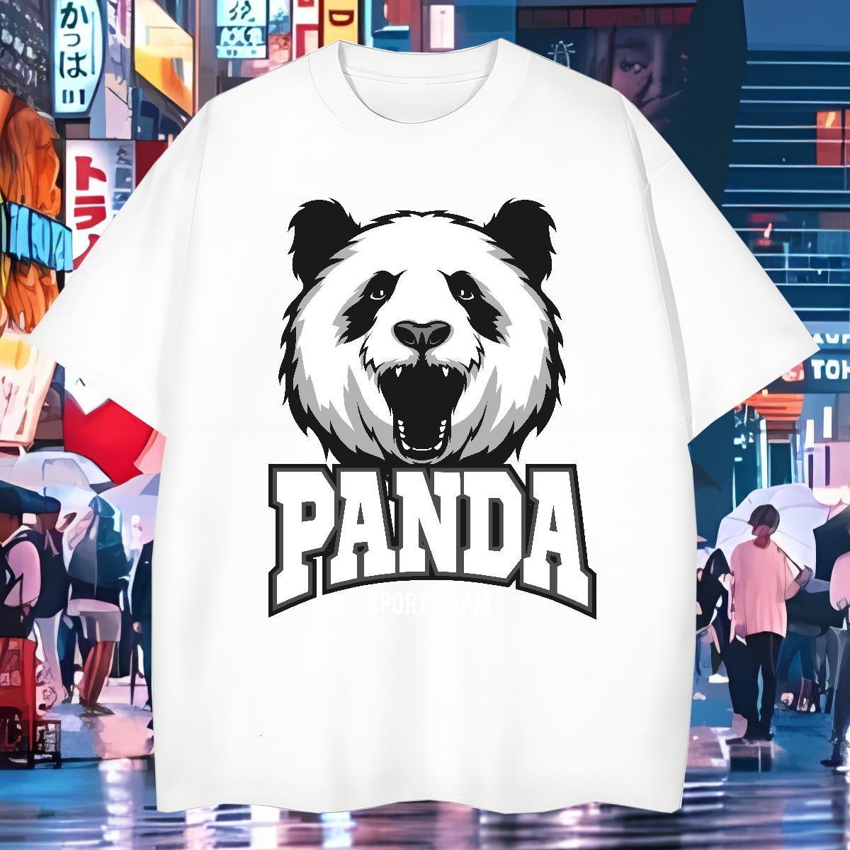 New Tshirts panda Hip Hop 230g 100% Cotton Top Tees Short Sleeve O-Neck TOP Quality Mens T Shirts DIY Printed
