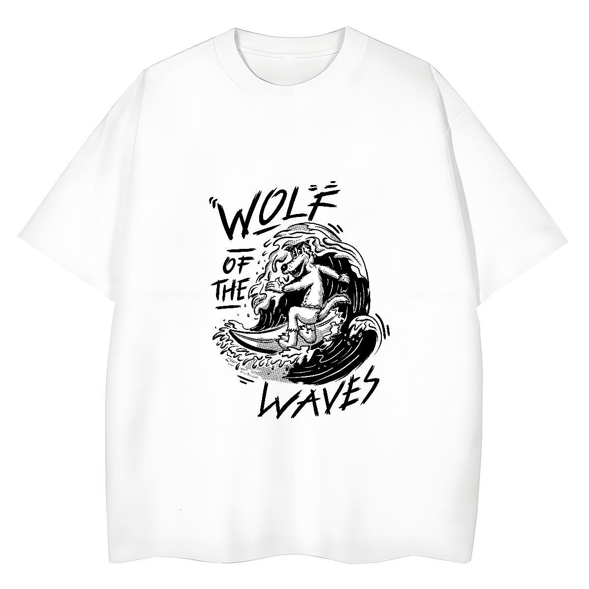 2024 DIY Unisex Tshirts Outdoor Crew Neck Breathable Top Shirts Nice 230g Pure Cotton wolf Plus Size Cartoon T-Shirts