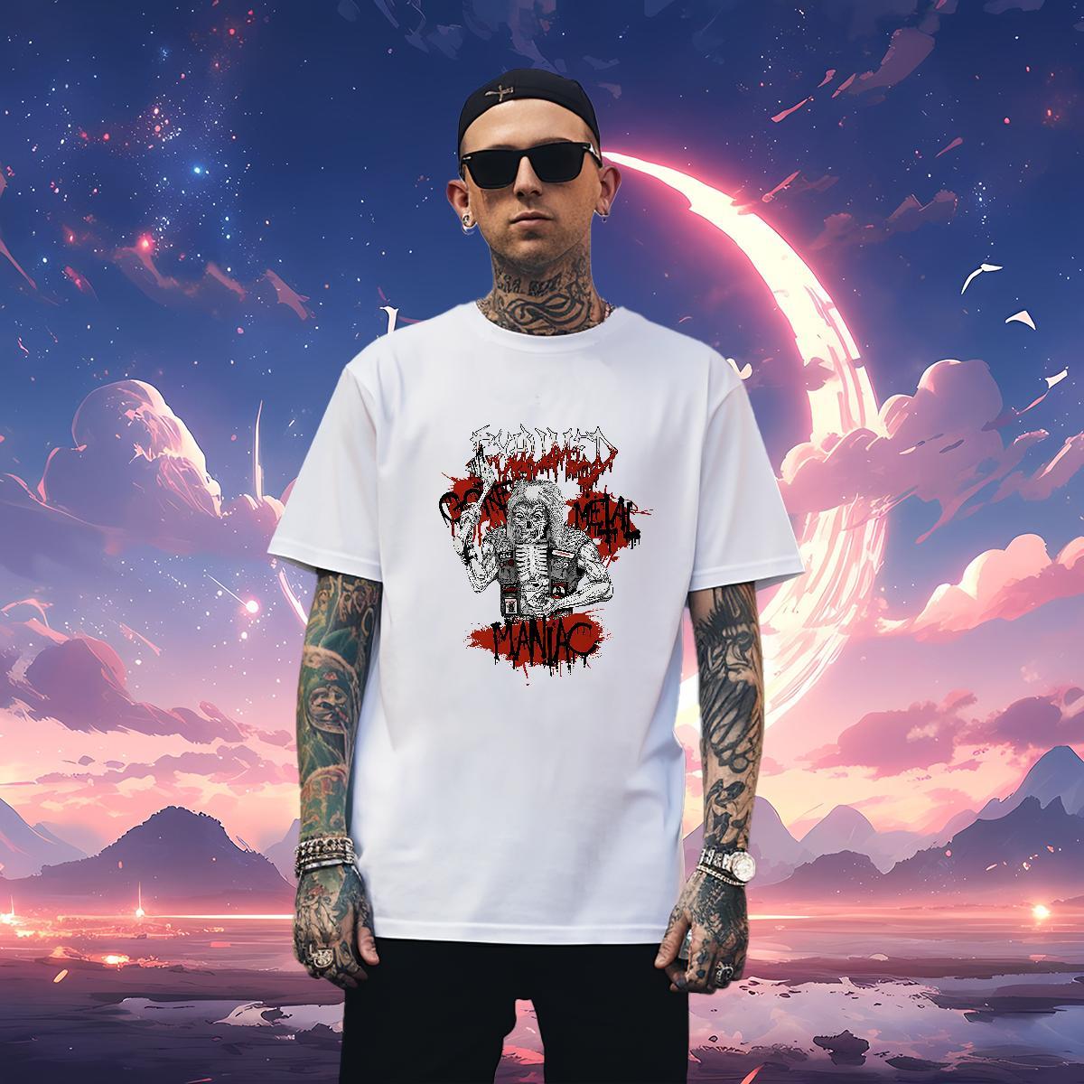 T Shirt For Man 230g 100% Cotton scary Sport Breathable Short Sleeve DIY Tshirts Designer Fashion Unisex Polos