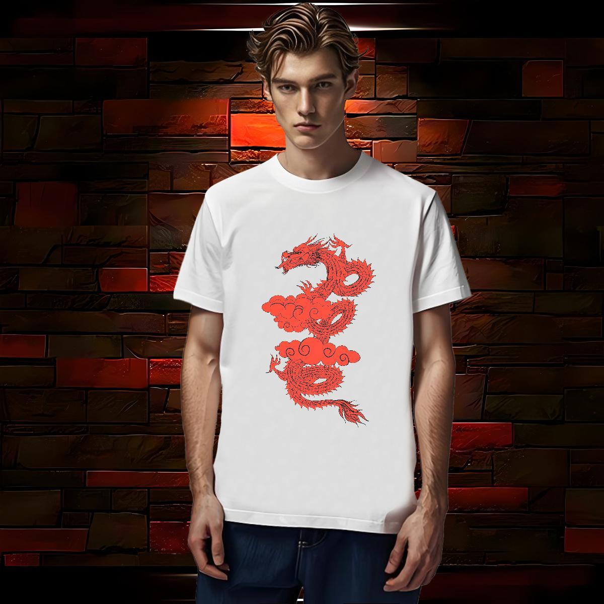 T-Shirts 100% Cotton 230g dragon Home Outdoor Breathable Black White Couples T Shirts Customized Free Shipping Tees