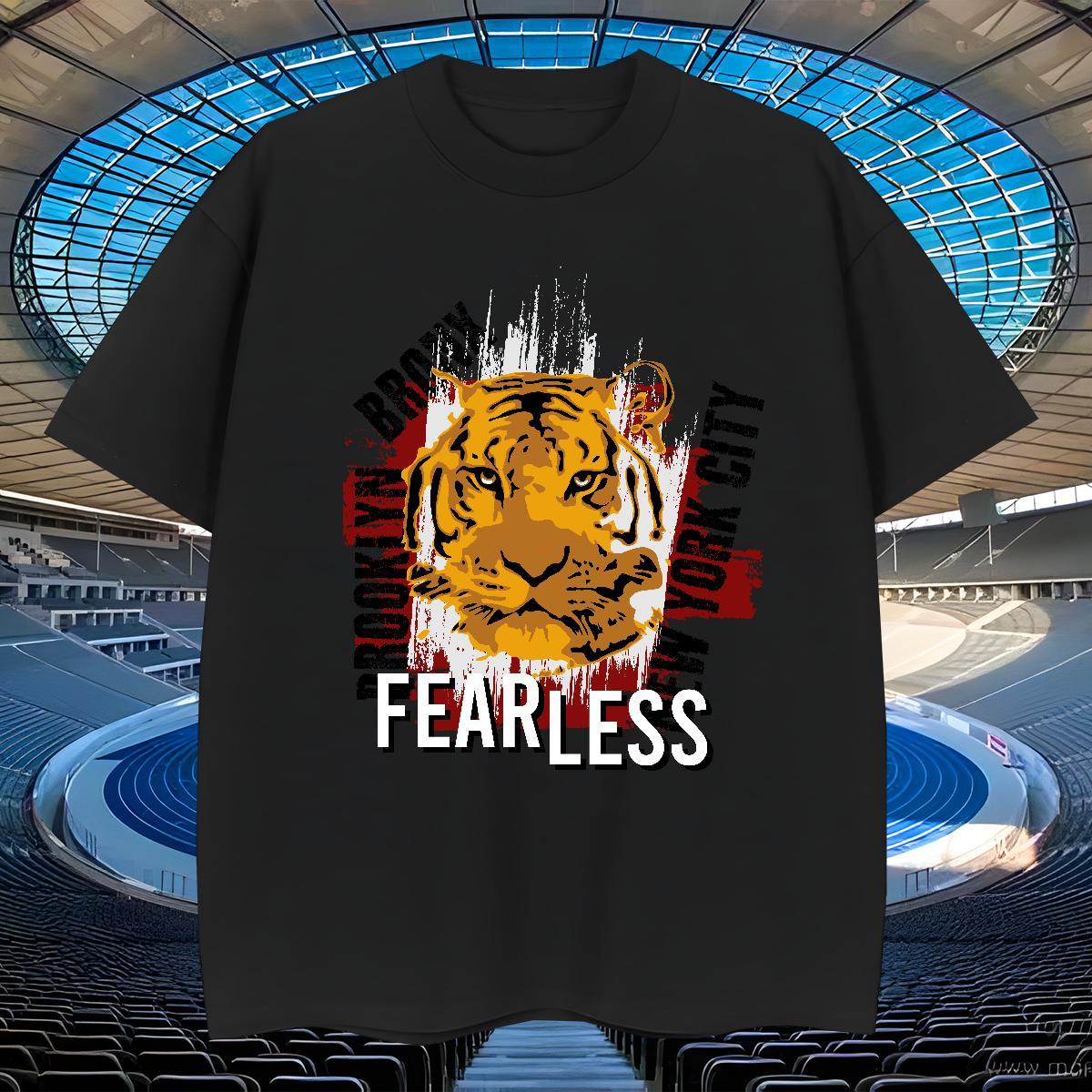 Unisex T shirt tiger Short Sleeve Soft Daily Wear DIY Printed 230g Cotton Men Tops Tees 2024 DIY Clothes