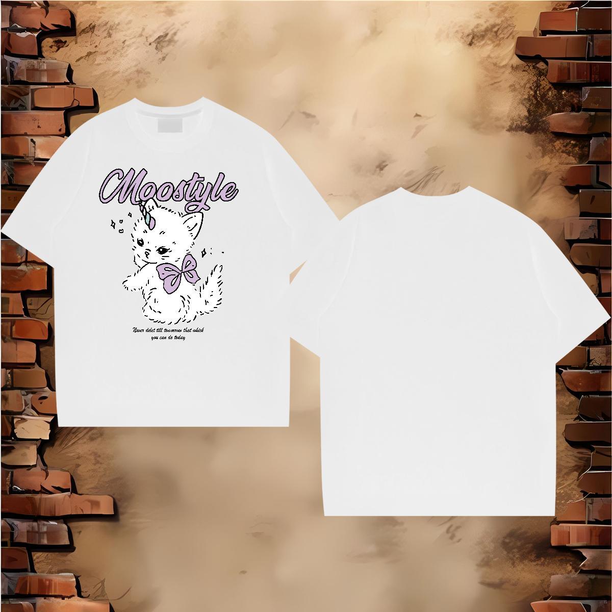 2024 Summer Men Clothes T-Shirt cute Spring Summer 230g Cotton Tees Shirts Breathable Crew Neck TOP Quality T Shirts Men DIY