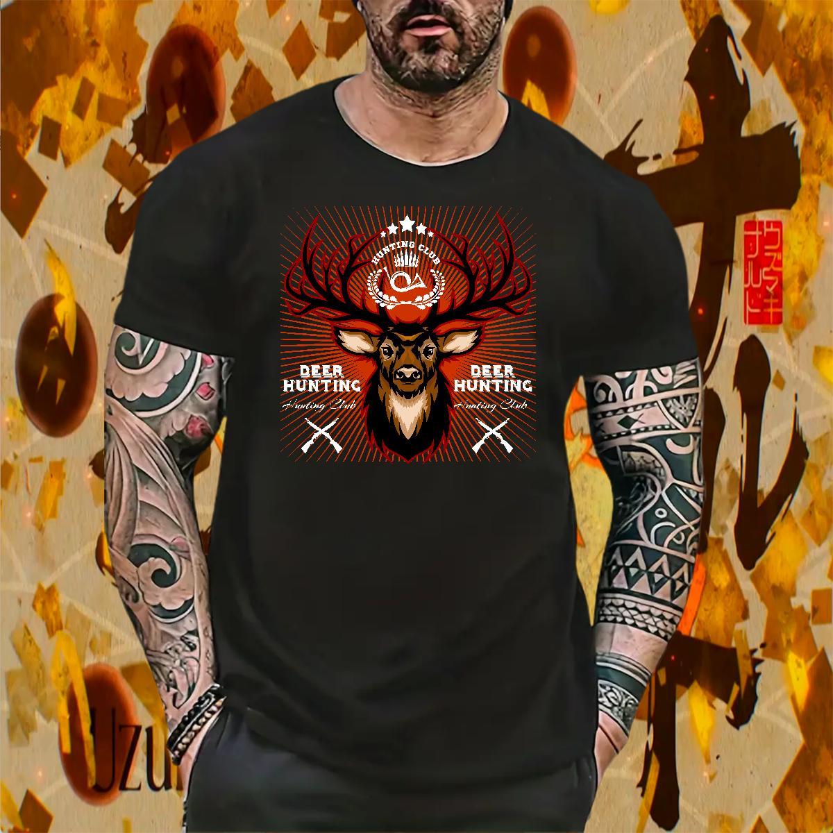 Cool Man T Shirts deer Round Neck Short Sleeve Casual Daily Wear DIY 230g 100% Cotton Men Tees Free Shipping Clothings
