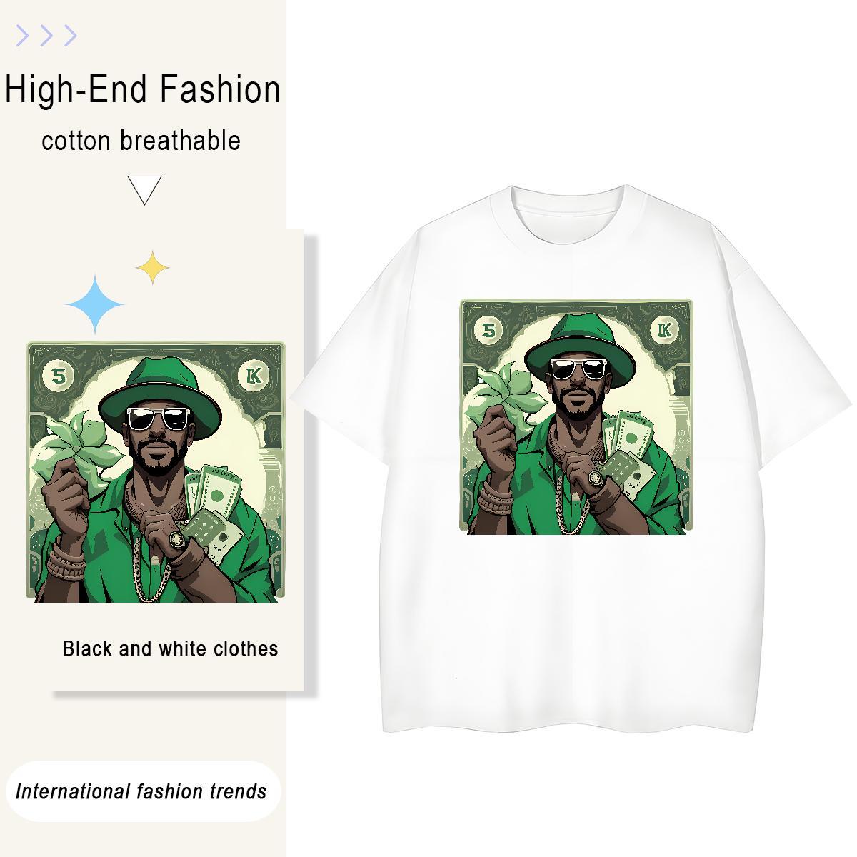 Loose Tshirt for Man Woman Street 230g 100% Cotton Custom Print Plus Size Breathable money Mens T Shirts Fashion Wear
