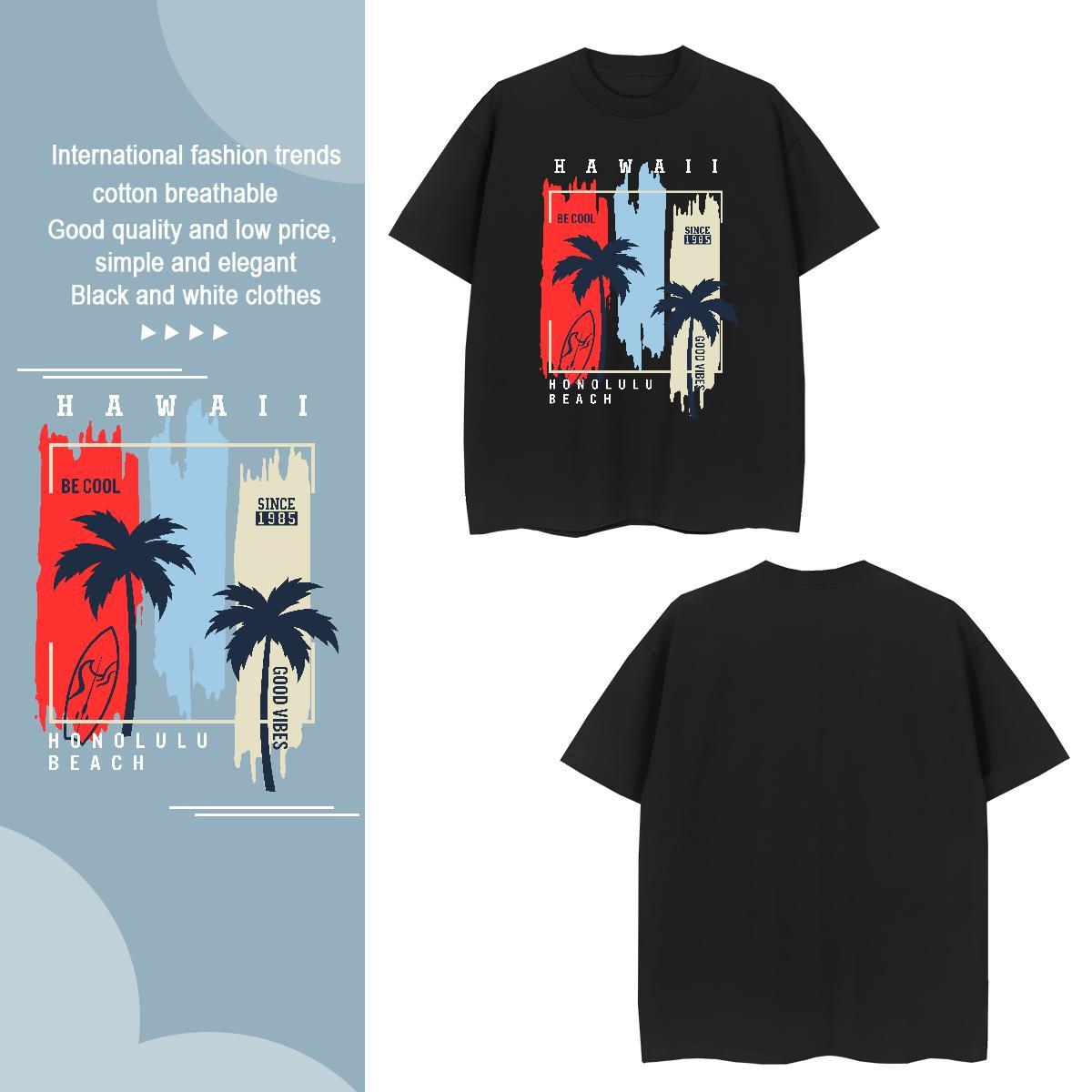 Free Shipping tree 230g Pure Cotton Men Clothes T-Shirt Street Casual Round Neck Short Sleeve T Shirt For Man Designer Fashion Graphic Tops Tees