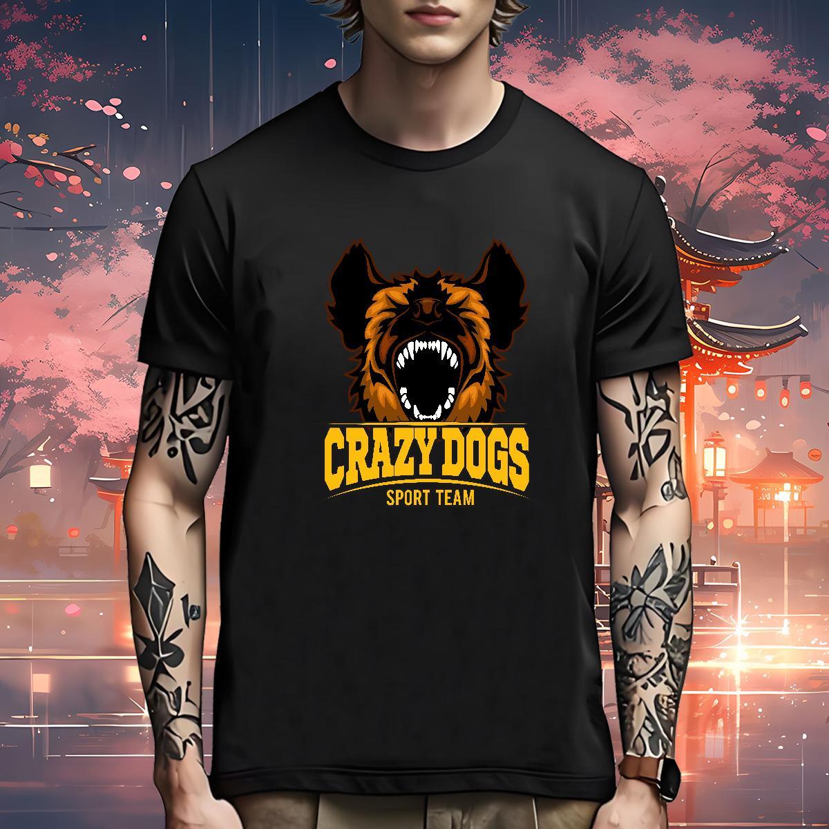 Comfortable T Shirt For Man crazy dog Crew Neck Breathable Summer Casual Plus Size Custom 230g Cotton Men Tees DIY Customized Wear