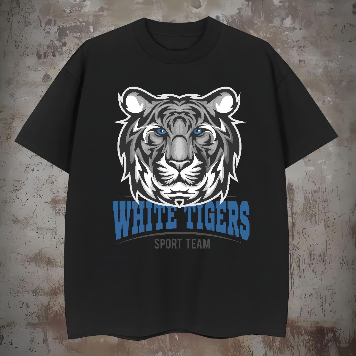 Wholesale T-Shirts for Men tiger O-Neck Short Sleeve Street Casual Custom Print Plus Size 230g Pure Cotton Men Tees 2024 Summer Wear