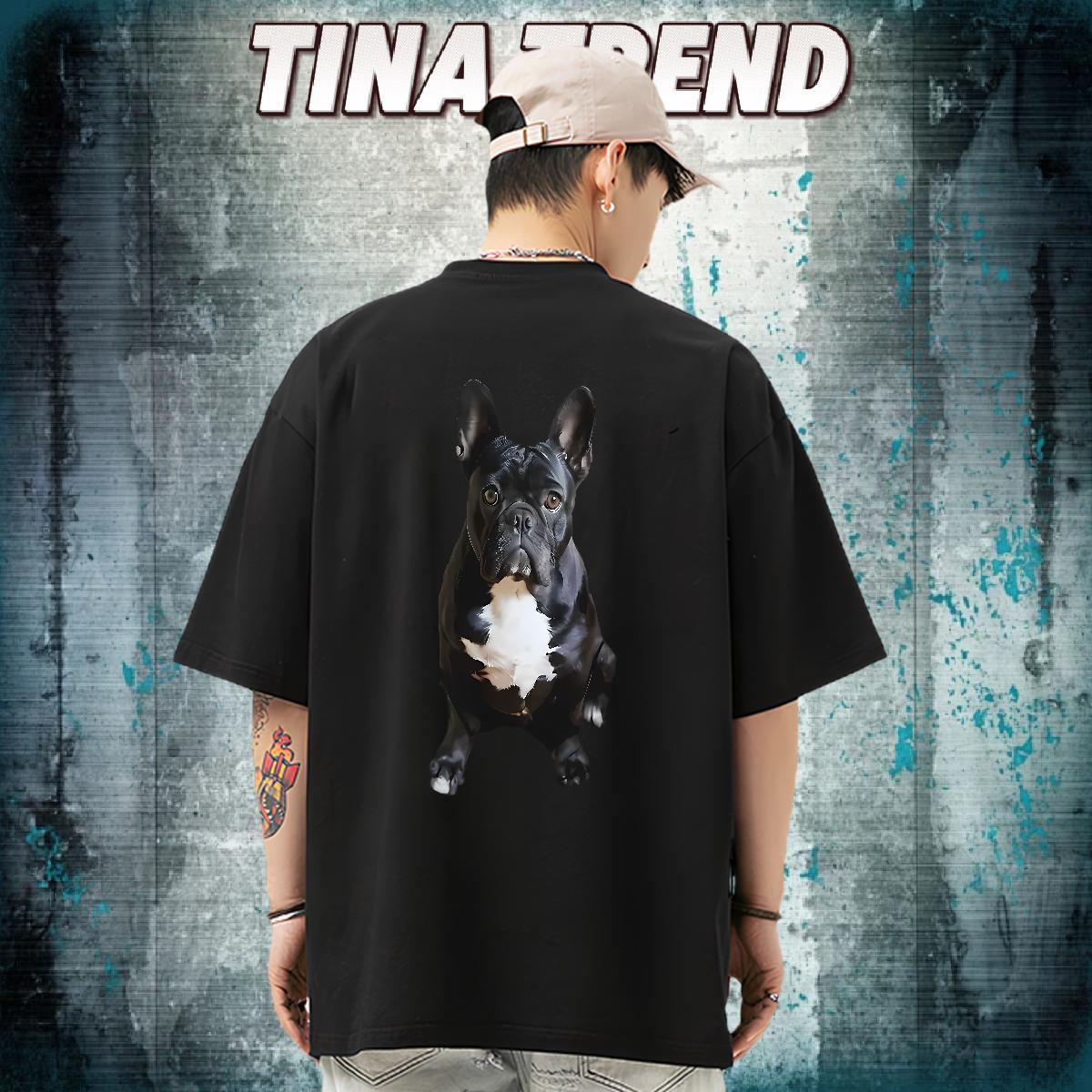 Fashion New Men Tops Tees dog Anime Printing Street 100% Cotton 230g Polos Breathable Crew Neck Cool Design Men T Shirts Custom Cartoon