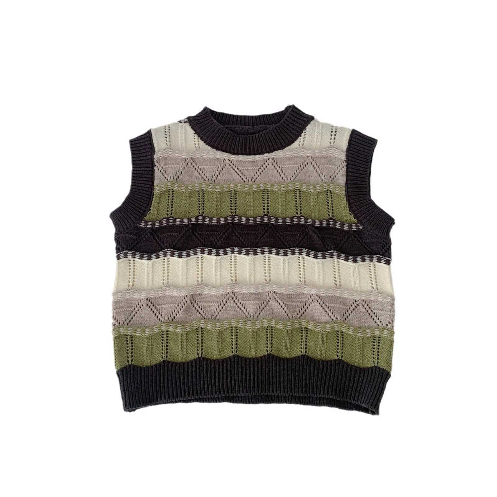 Children Clothes Kids Vest 2024 Spring New Fashionable Boys Striped Boys Vest Casual Sleeveless Casual Simple Sweater TopXJ240819