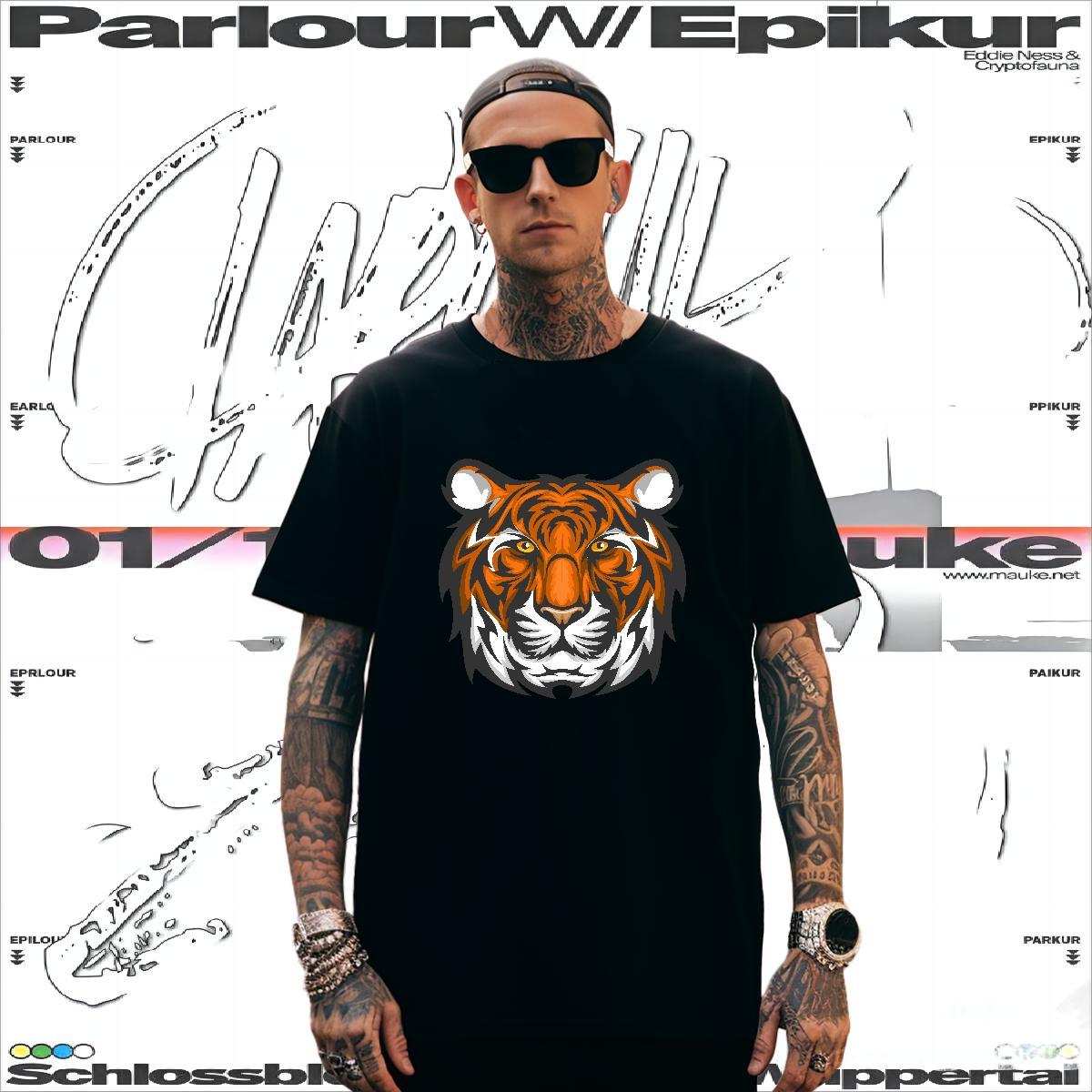 Classic T Shirt For Man tiger Short Sleeve Soft High Street Hip Hop Oversized 230g Pure Cotton Tshirt for Man Woman Fashion Designer Tops Shirt