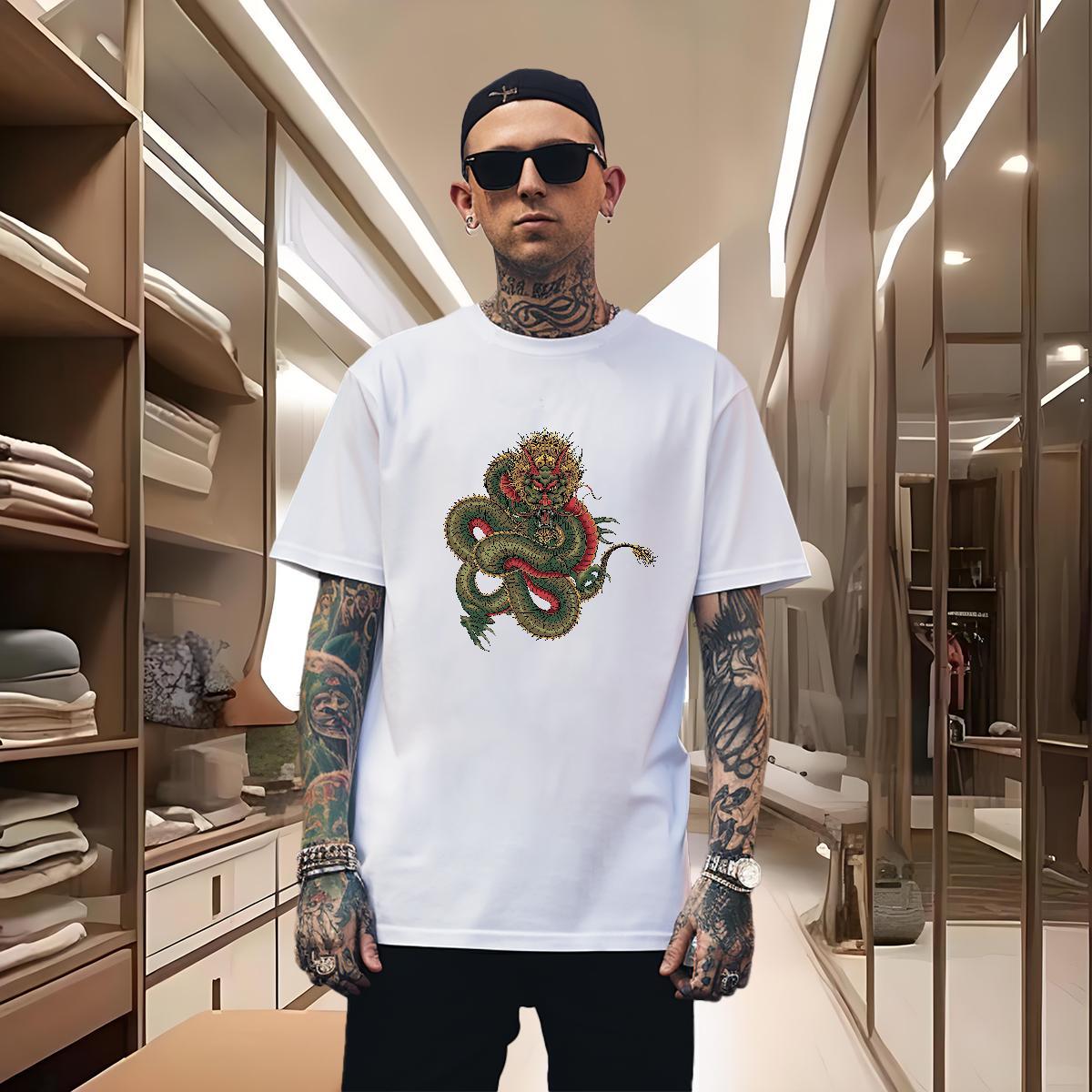 T Shirt For Man 230g 100% Cotton fierce Home Outdoor O-Neck Short Sleeve DIY Anime Men Tshirts New Comfortable Tops