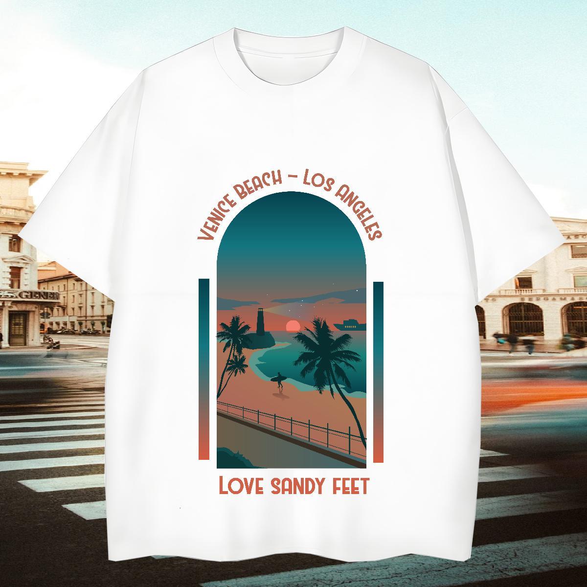 Loose Mens Tshirts Sports Casual 100% Cotton 230g Floral Print Breathable Short Sleeve sea Men T Shirts DIY Customized Wear