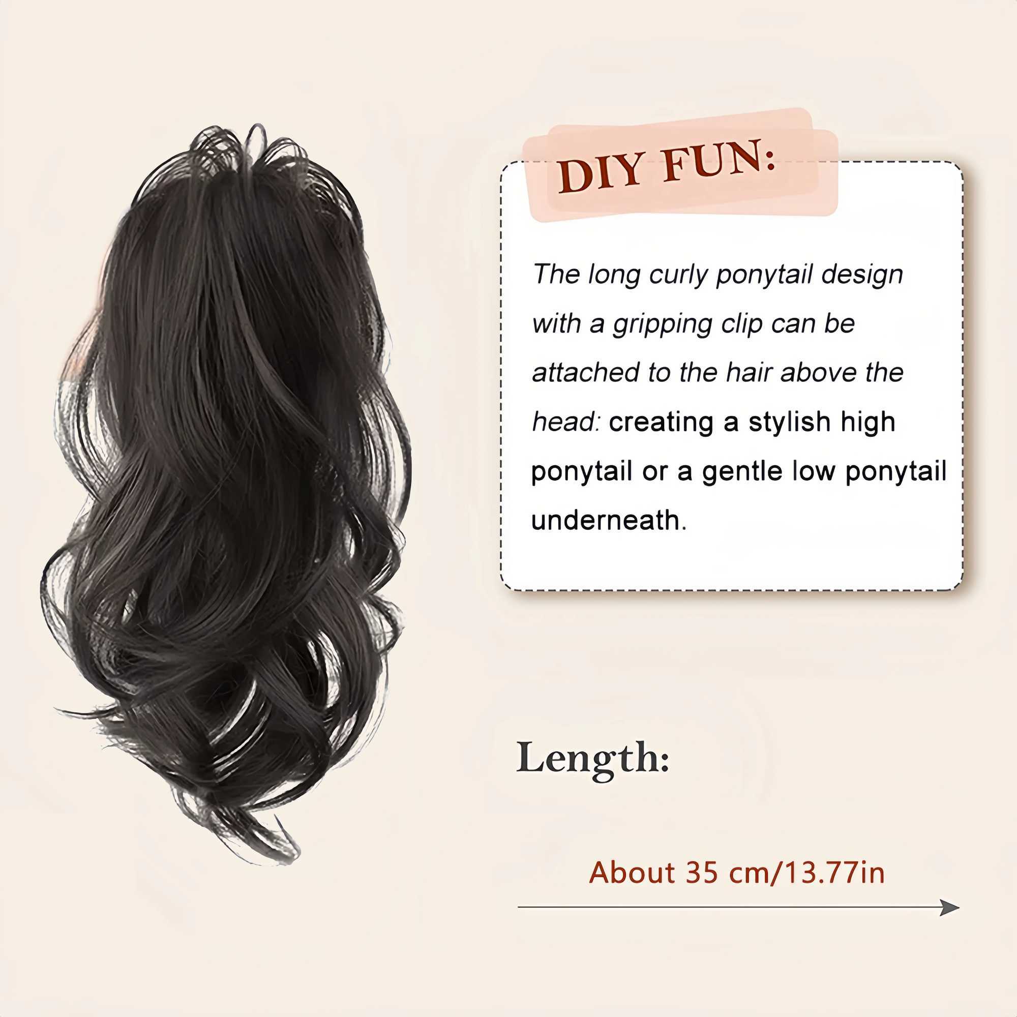 OLA synthetic ponytail claw clip ponytail extension short curly ponytail natural wig ponytail womens ponytail black hair clip W240817