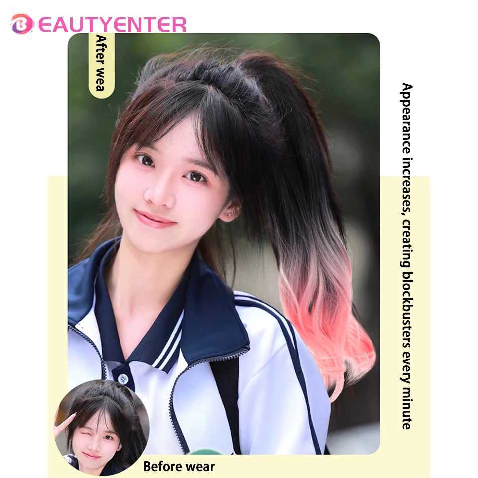 Ponytail female long curly hair gradient small grip clip ponytail natural slightly curled prominent big wave Wig brain W240817