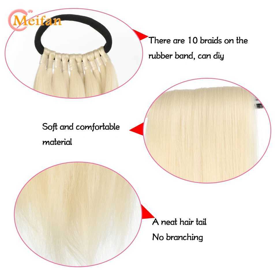 MEIFAN long straight ponytail wig synthetic hair extension 18-32 inches elastic band ponytail natural fake female hair W240817