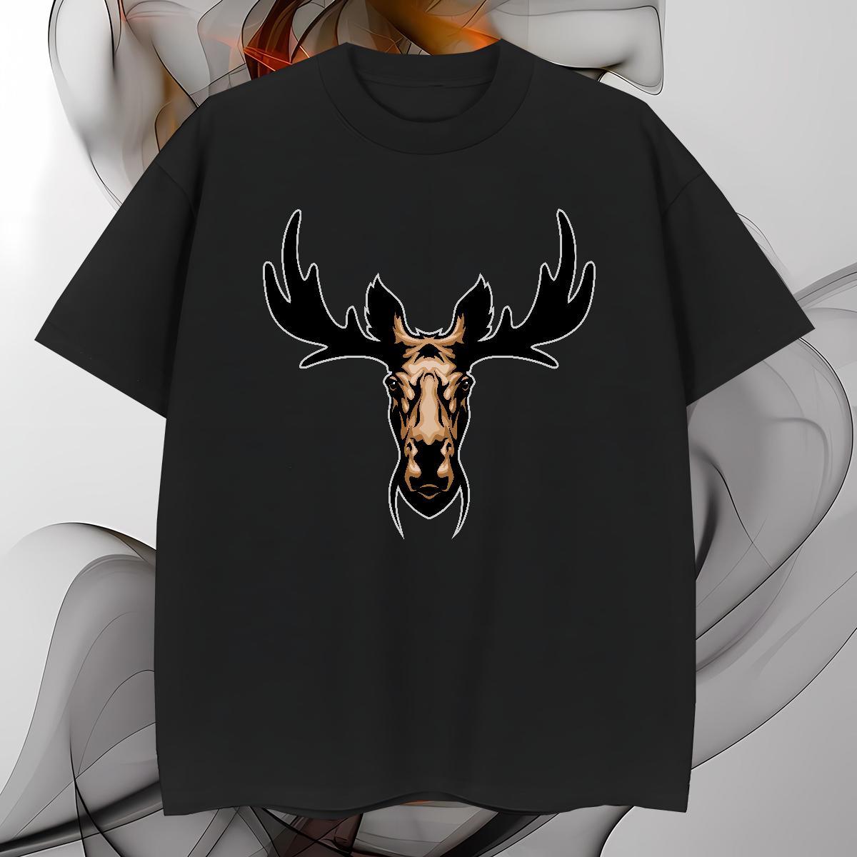 Factory Direct Men Tops Tees deer Casual Beach 230g 100% Cotton Clothings Crew Neck Unisex Man T Shirts Custom Cartoon