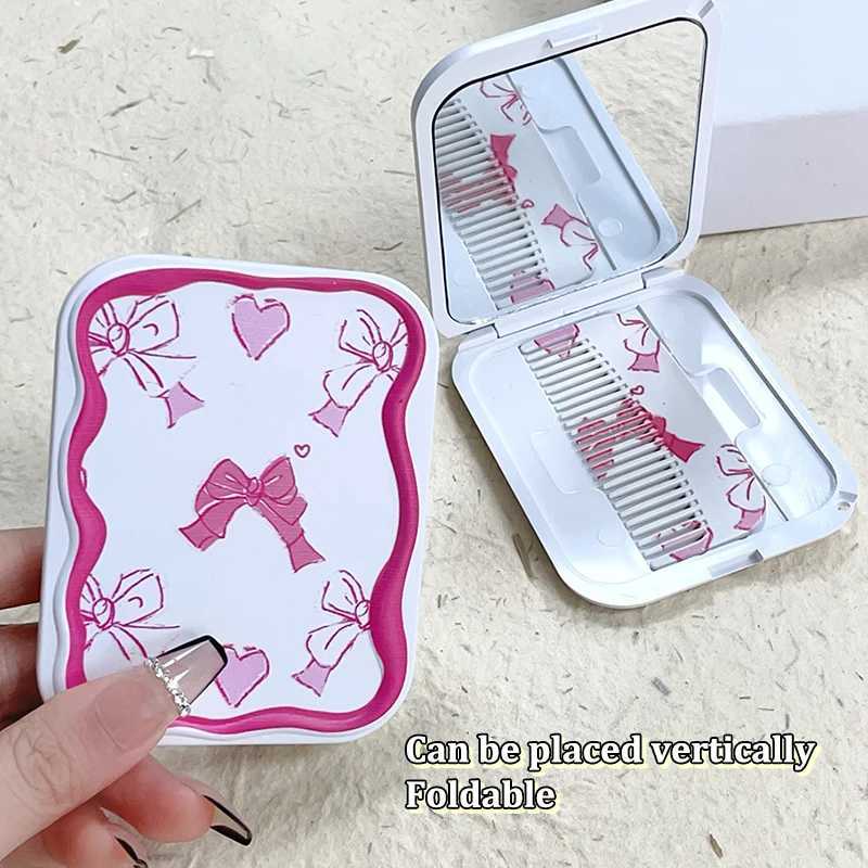 Colorful Butterfly Flip-Top Folding Makeup Mirror Portable Pocket Mirror Women Rectangle Cosmetic Make Up Mirror With Comb Y240819