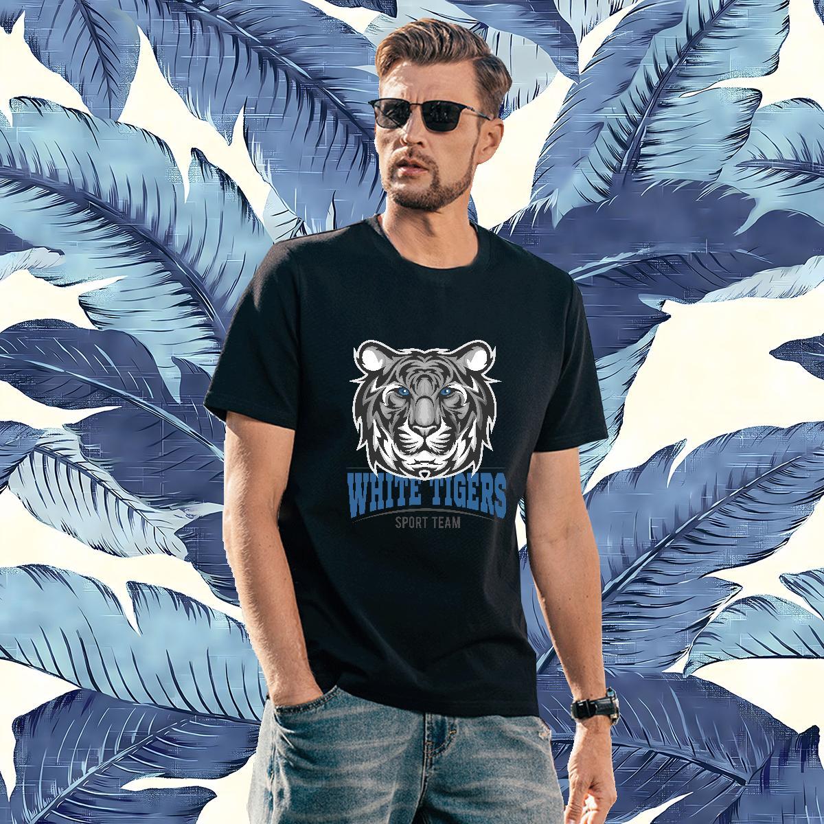 Comfortable Man T Shirts tiger Round Neck Short Sleeve Street wear Hip Hop Oversized 4XL 230g Pure Cotton Men Clothes T-Shirt 2024 DIY Top Tees