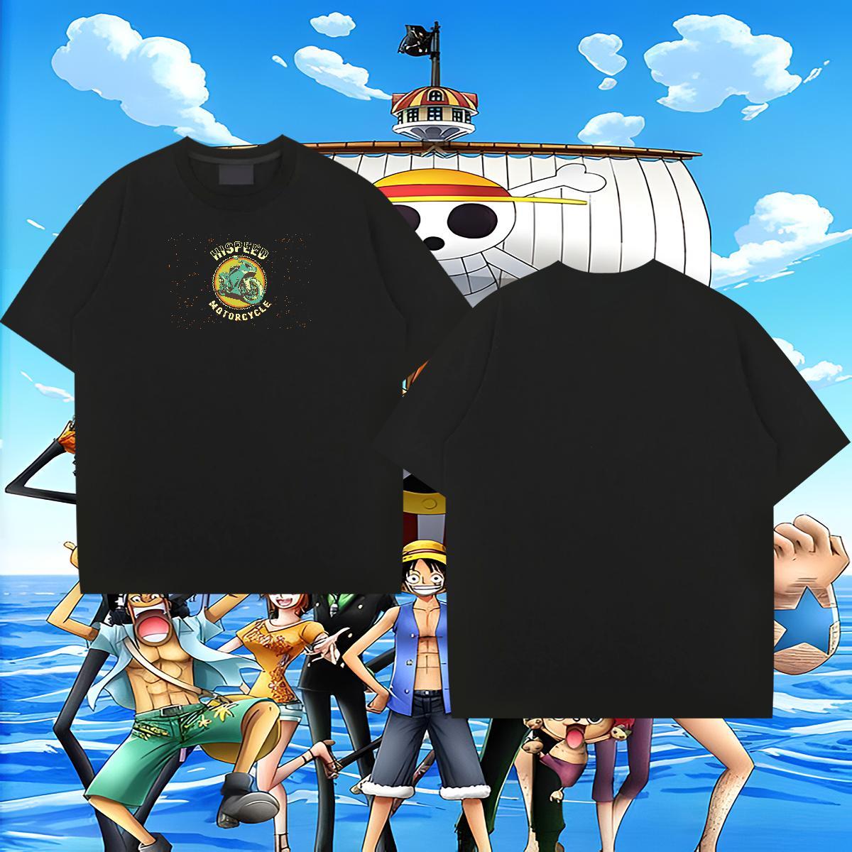 Comfortable Men Tees Spring Summer 100% Cotton 230g Anime Print Breathable Crew Neck Motorcycle Man T Shirts 2024 DIY Clothings