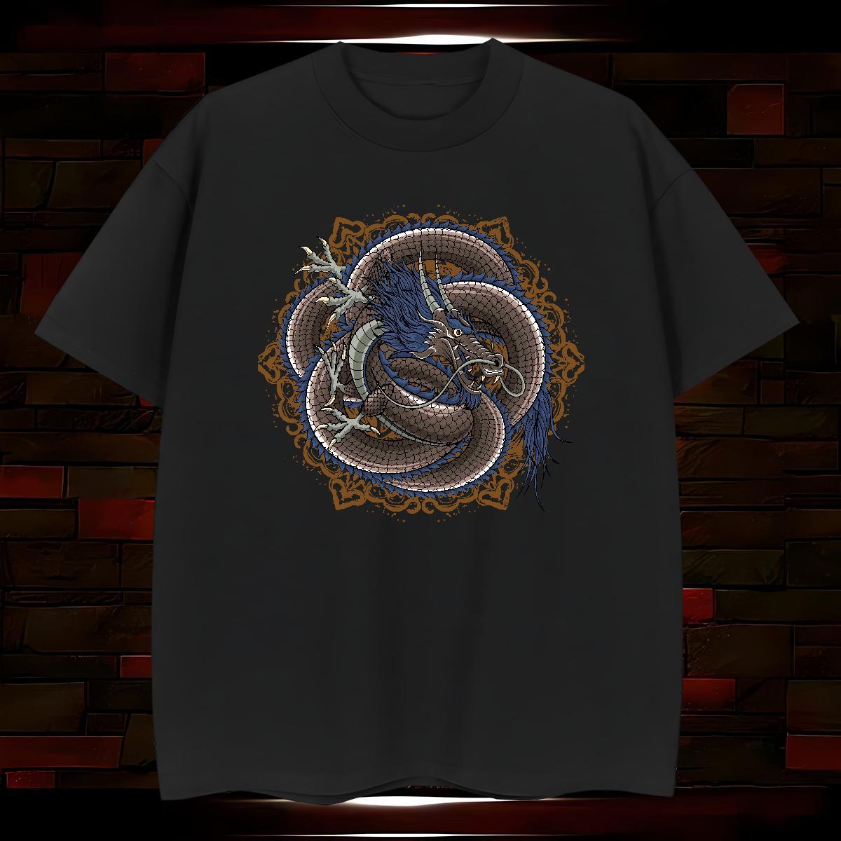 T Shirts Men 230g 100% Cotton dragon Street Casual Breathable Short Sleeve DIY Anime Couples T Shirts 2024 Summer Loose Fit Wear