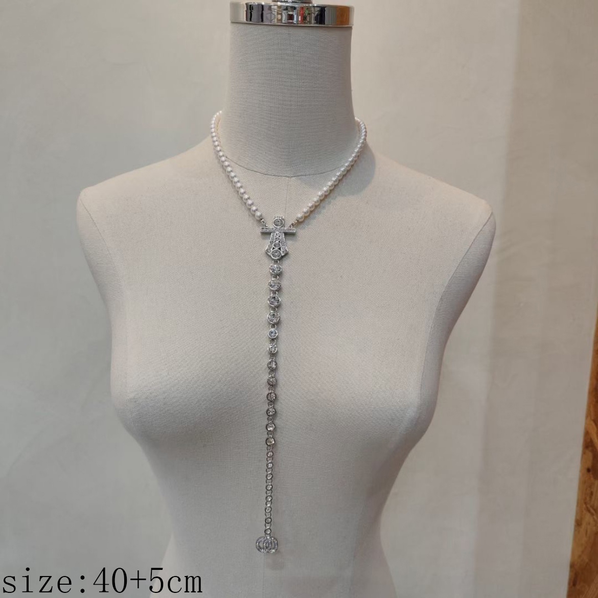 High Quality Brass Copper Pendant Necklace Chain Fashion Women Silver Crystal Rhinestone Pearl Necklaces Choker Pendants Wedding Designer Jewelry Gift Back Stamp
