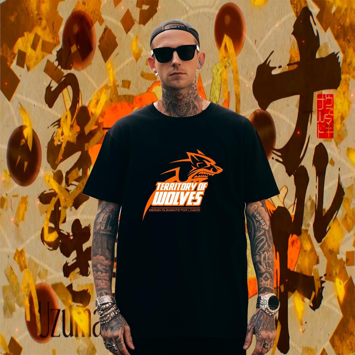 Brand T Shirt For Man wolf Breathable Soft Casual Beach Anime 230g Pure Cotton Men Tees Factory Direct Tops Shirt